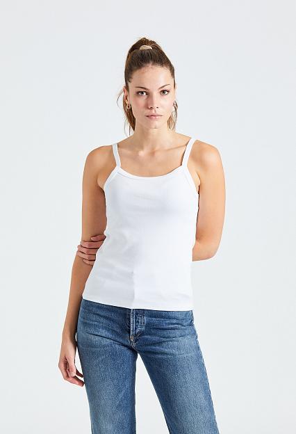 Julie Josephine Tinki White singlett med tynne stropper